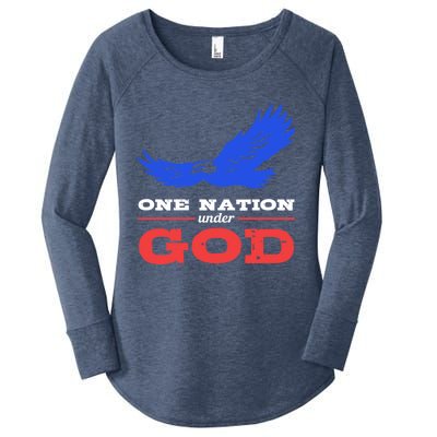 American Flag Patriot One Nation Under God Christian Verses Meaningful Gift Women's Perfect Tri Tunic Long Sleeve Shirt