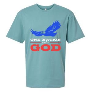 American Flag Patriot One Nation Under God Christian Verses Meaningful Gift Sueded Cloud Jersey T-Shirt