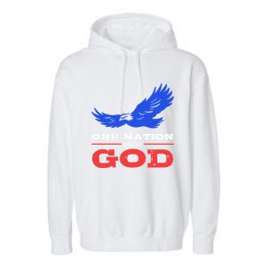 American Flag Patriot One Nation Under God Christian Verses Meaningful Gift Garment-Dyed Fleece Hoodie