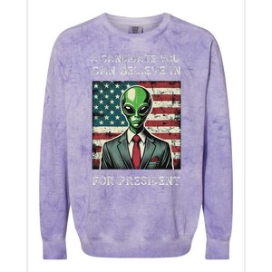 Aliens For President 2024 Election Ufo Funny Colorblast Crewneck Sweatshirt