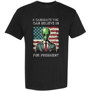 Aliens For President 2024 Election Ufo Funny Garment-Dyed Heavyweight T-Shirt