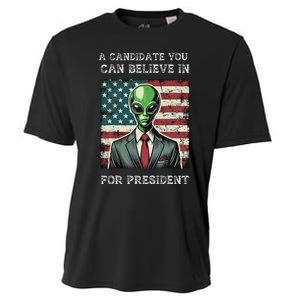 Aliens For President 2024 Election Ufo Funny Cooling Performance Crew T-Shirt