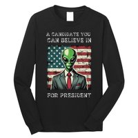 Aliens For President 2024 Election Ufo Funny Long Sleeve Shirt