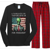 Aliens For President 2024 Election Ufo Funny Long Sleeve Pajama Set