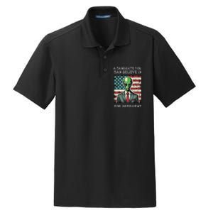 Aliens For President 2024 Election Ufo Funny Dry Zone Grid Polo