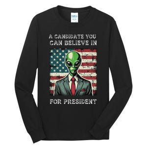 Aliens For President 2024 Election Ufo Funny Tall Long Sleeve T-Shirt