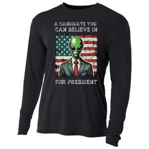 Aliens For President 2024 Election Ufo Funny Cooling Performance Long Sleeve Crew