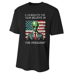 Aliens For President 2024 Election Ufo Funny Performance Sprint T-Shirt