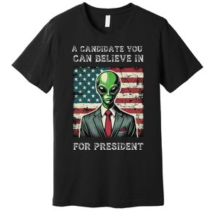 Aliens For President 2024 Election Ufo Funny Premium T-Shirt