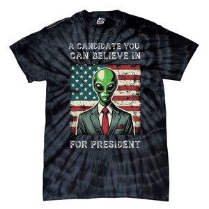 Aliens For President 2024 Election Ufo Funny Tie-Dye T-Shirt