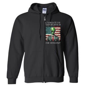 Aliens For President 2024 Election Ufo Funny Full Zip Hoodie