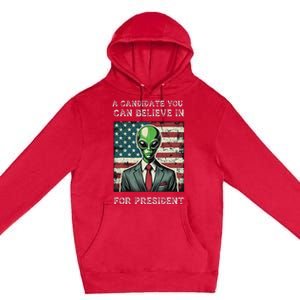 Aliens For President 2024 Election Ufo Funny Premium Pullover Hoodie