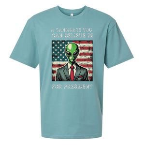 Aliens For President 2024 Election Ufo Funny Sueded Cloud Jersey T-Shirt