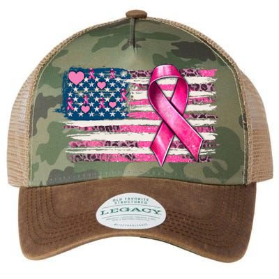 American Flag Pink Ribbon Breast Cancer Awareness Warriors Legacy Tie Dye Trucker Hat