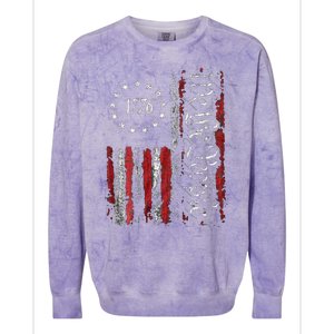 American Flag Patriotic 1776 We The People USA Print Colorblast Crewneck Sweatshirt