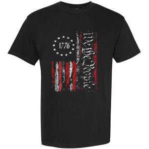 American Flag Patriotic 1776 We The People USA Print Garment-Dyed Heavyweight T-Shirt