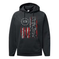 American Flag Patriotic 1776 We The People USA Print Performance Fleece Hoodie