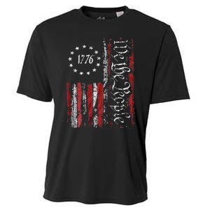 American Flag Patriotic 1776 We The People USA Print Cooling Performance Crew T-Shirt