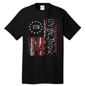 American Flag Patriotic 1776 We The People USA Print Tall T-Shirt