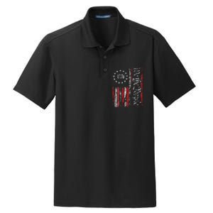 American Flag Patriotic 1776 We The People USA Print Dry Zone Grid Polo