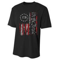 American Flag Patriotic 1776 We The People USA Print Performance Sprint T-Shirt