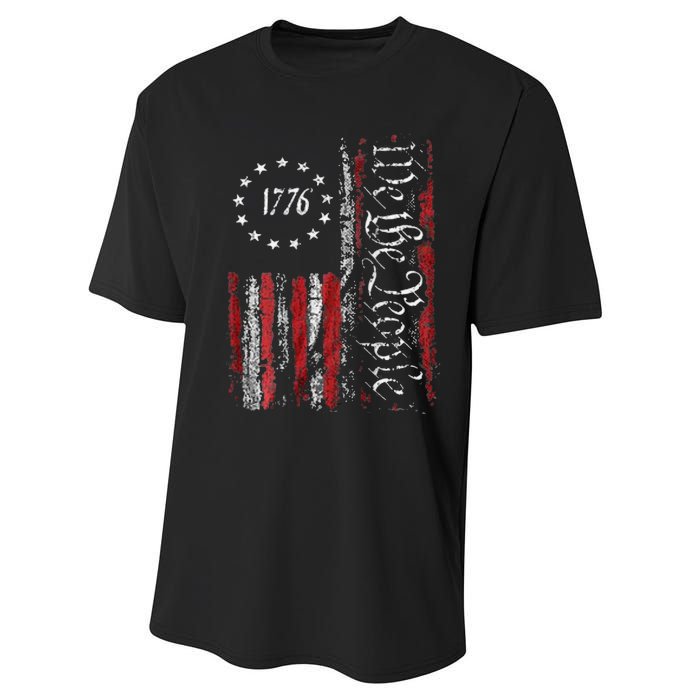 American Flag Patriotic 1776 We The People USA Print Performance Sprint T-Shirt