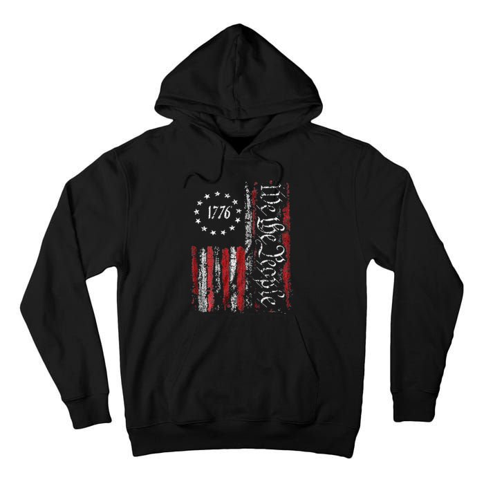 American Flag Patriotic 1776 We The People USA Print Tall Hoodie