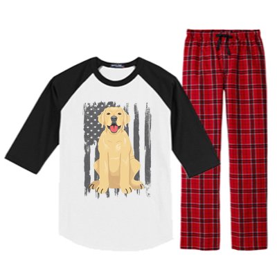 American Flag Patriotic Labrador Dog Lover Gift Raglan Sleeve Pajama Set