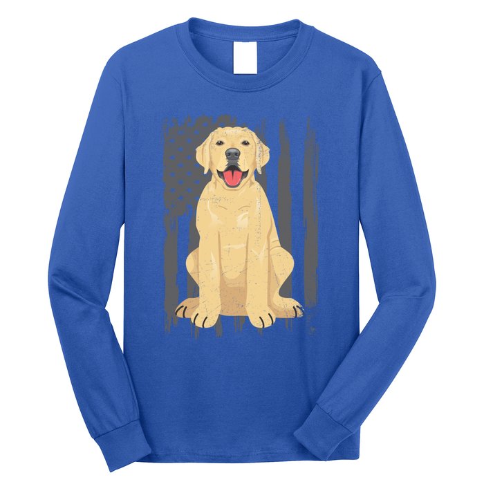 American Flag Patriotic Labrador Dog Lover Gift Long Sleeve Shirt