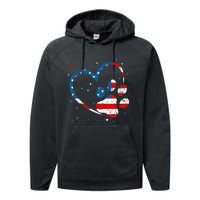 American Flag Patriotic Dog & Cat Paw Print 4th Of July Performance Fleece Hoodie