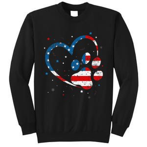 American Flag Patriotic Dog & Cat Paw Print 4th Of July Sweatshirt