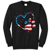 American Flag Patriotic Dog & Cat Paw Print 4th Of July Sweatshirt