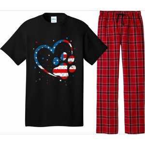 American Flag Patriotic Dog & Cat Paw Print 4th Of July Pajama Set