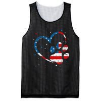 American Flag Patriotic Dog & Cat Paw Print 4th Of July Mesh Reversible Basketball Jersey Tank