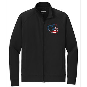 American Flag Patriotic Dog & Cat Paw Print 4th Of July Stretch Full-Zip Cadet Jacket