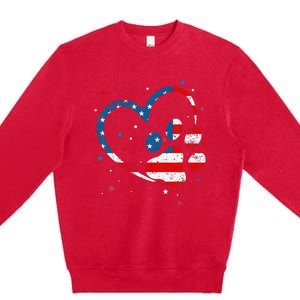 American Flag Patriotic Dog & Cat Paw Print 4th Of July Premium Crewneck Sweatshirt