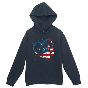 American Flag Patriotic Dog & Cat Paw Print 4th Of July Urban Pullover Hoodie