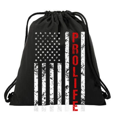 American Flag Pro Life Drawstring Bag