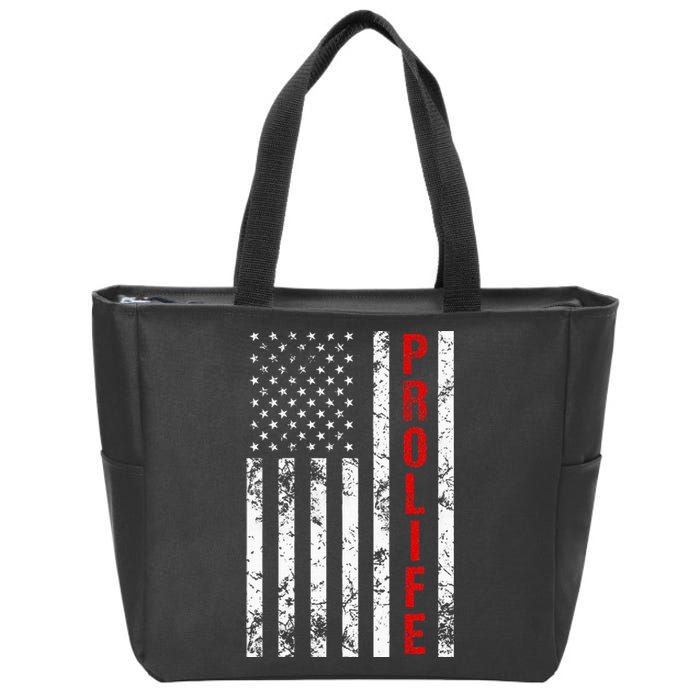 American Flag Pro Life Zip Tote Bag