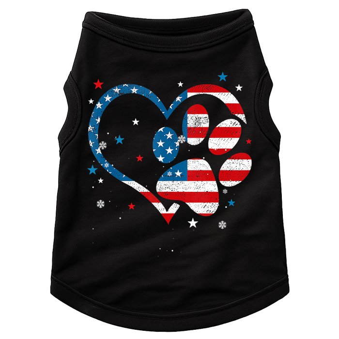 American Flag Patriotic Dog & Cat Paw Print 4th Of July Doggie Tank