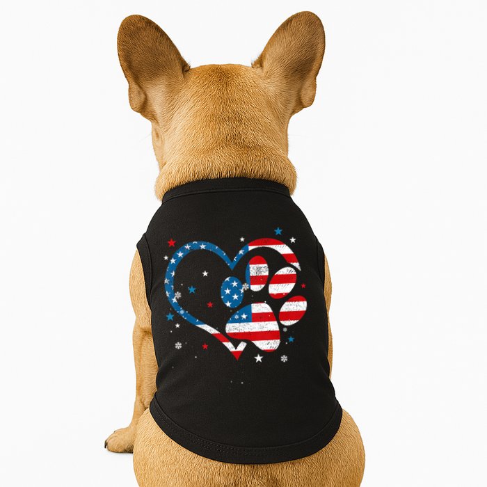 American Flag Patriotic Dog & Cat Paw Print 4th Of July Doggie Tank