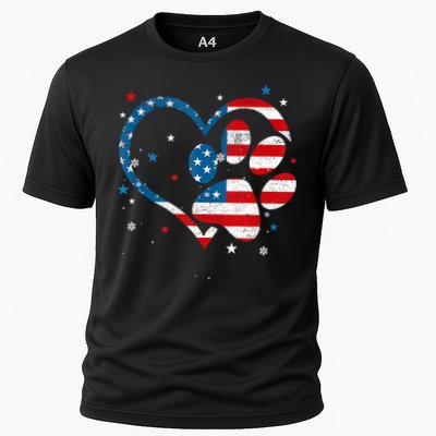 American Flag Patriotic Dog & Cat Paw Print 4th Of July Performance Shirt