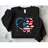 American Flag Patriotic Dog & Cat Paw Print 4th Of July Sweatshirt