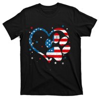 American Flag Patriotic Dog & Cat Paw Print 4th Of July T-Shirt