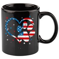 American Flag Patriotic Dog & Cat Paw Print 4th Of July 11oz C Handle Ceramic Mug