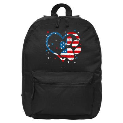 American Flag Patriotic Dog & Cat Paw Print 4th Of July 16 in Basic Backpack