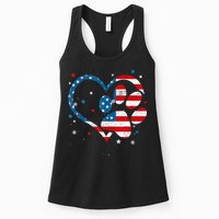 American Flag Patriotic Dog & Cat Paw Print 4th Of July Womens Tank Top