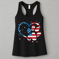 American Flag Patriotic Dog & Cat Paw Print 4th Of July Womens Tank Top