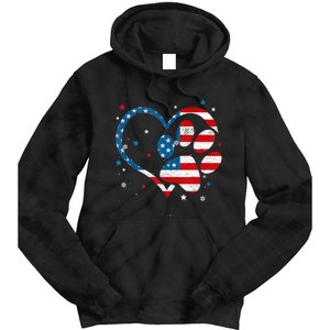 American Flag Patriotic Dog & Cat Paw Print 4th Of July Tie Dye Hoodie