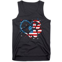 American Flag Patriotic Dog & Cat Paw Print 4th Of July Tank Top